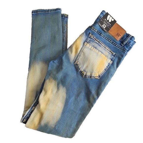 Waimea Jeans Men's Size W32 L32 Slim Fit Light Blue Moto Biker Y2K Style M4249DF - Picture 6 of 16